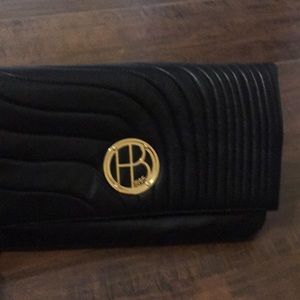 Henri Bendel Black leather clutch